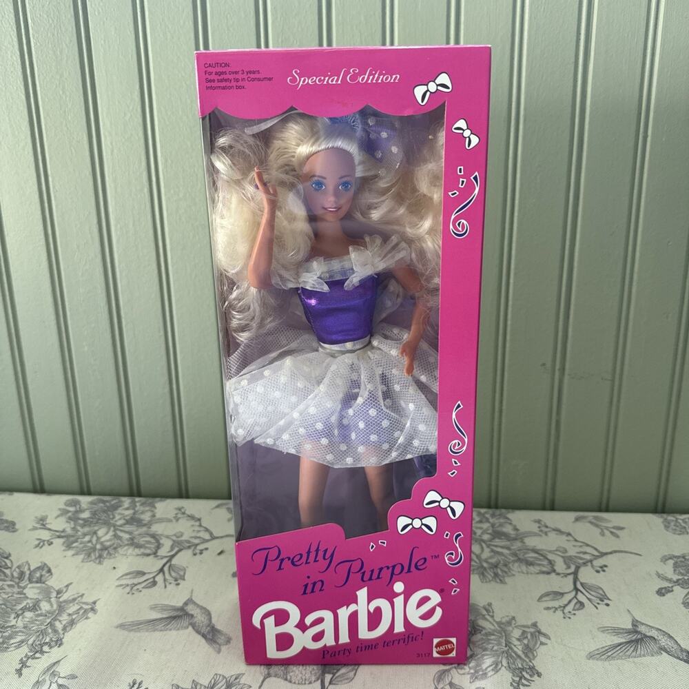 Vtg 1992 Pretty in Purple Barbie Doll Special Edition "Party time terrific!" New